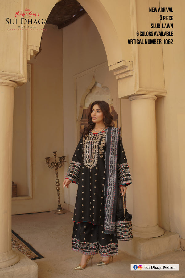 Midnight Black Embroidered Stitched Suit | Premium Formal Wear
