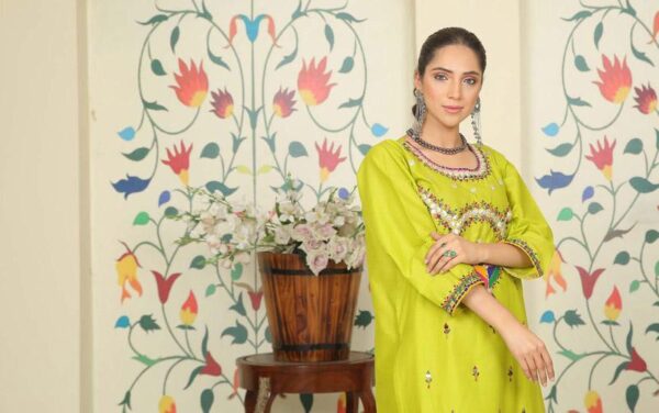 Gentle Whispers: Lawn Embroidered Kurta 2 Piece Suit with Classic Appeal - Image 4