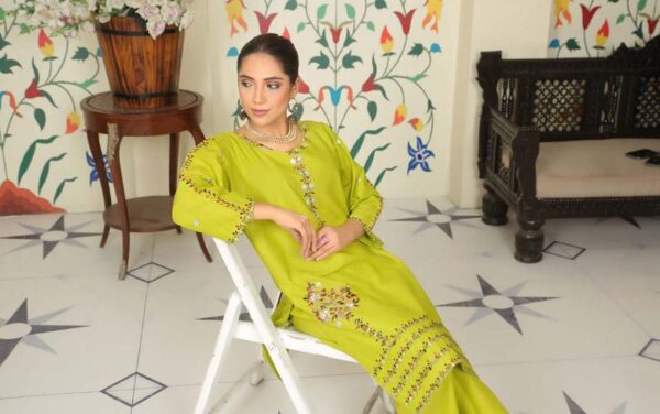 Serenity in Stitches: Lawn Embroidered Kurta 2 Piece Suit for Classic Elegance - Image 4