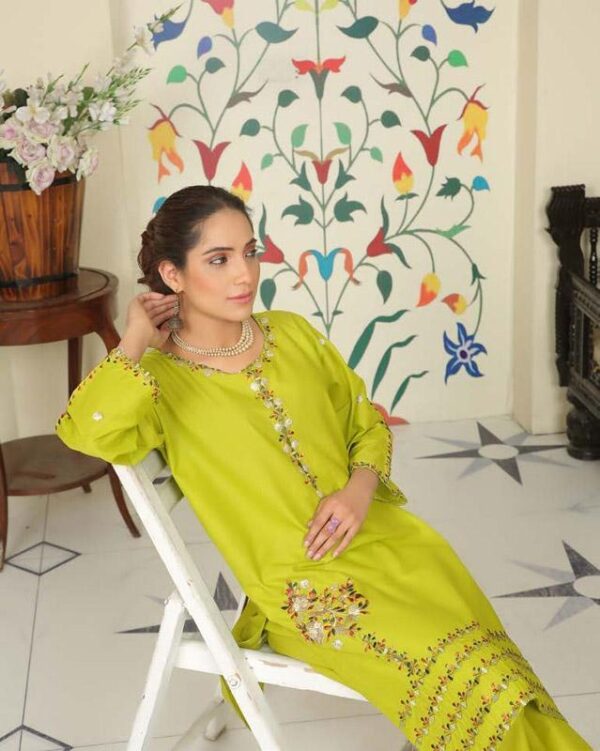 Serenity in Stitches: Lawn Embroidered Kurta 2 Piece Suit for Classic Elegance