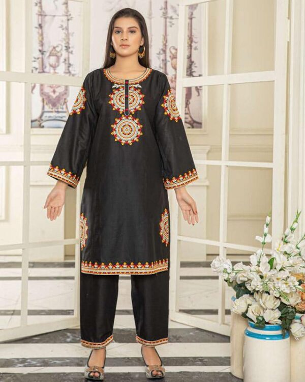 Ethereal Delight: Lawn Embroidered Kurta 2 Piece Suit for Timeless Charm - Image 3