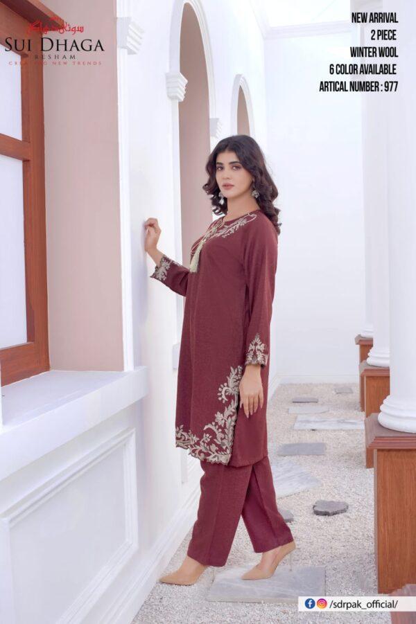 Enchanted Threads: Exquisite Wool Embroidered Kurta 2 Piece Suit - Image 2